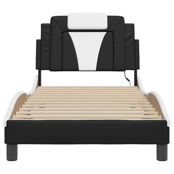 vidaXL Cadre de lit « Viana » avec LED sans matelas Noir et blanc 80x200 cm
