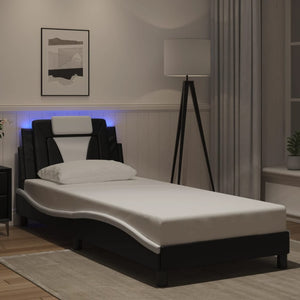 vidaXL Cadre de lit « Viana » avec LED sans matelas Noir et blanc 80x200 cm