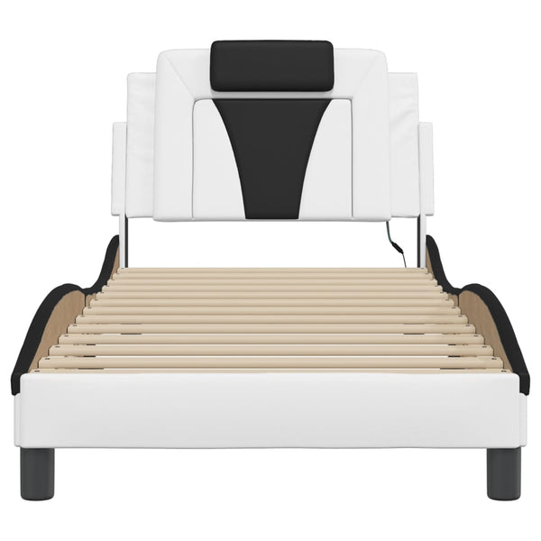 vidaXL Cadre de lit "Viana" avec LED sans matelas Blanc et noir 80x200 cm