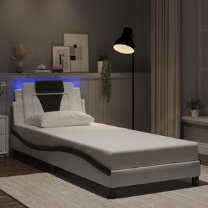 vidaXL Cadre de lit "Viana" avec LED sans matelas Blanc et noir 80x200 cm