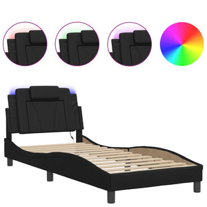 vidaXL Cadre de lit "Viana" avec LED sans matelas Noir 90x190 cm