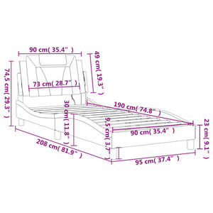 vidaXL Cadre de lit "Viana" avec LED sans matelas Noir 90x190 cm