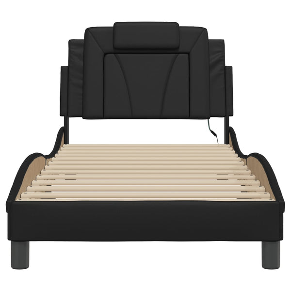 vidaXL Cadre de lit "Viana" avec LED sans matelas Noir 90x190 cm