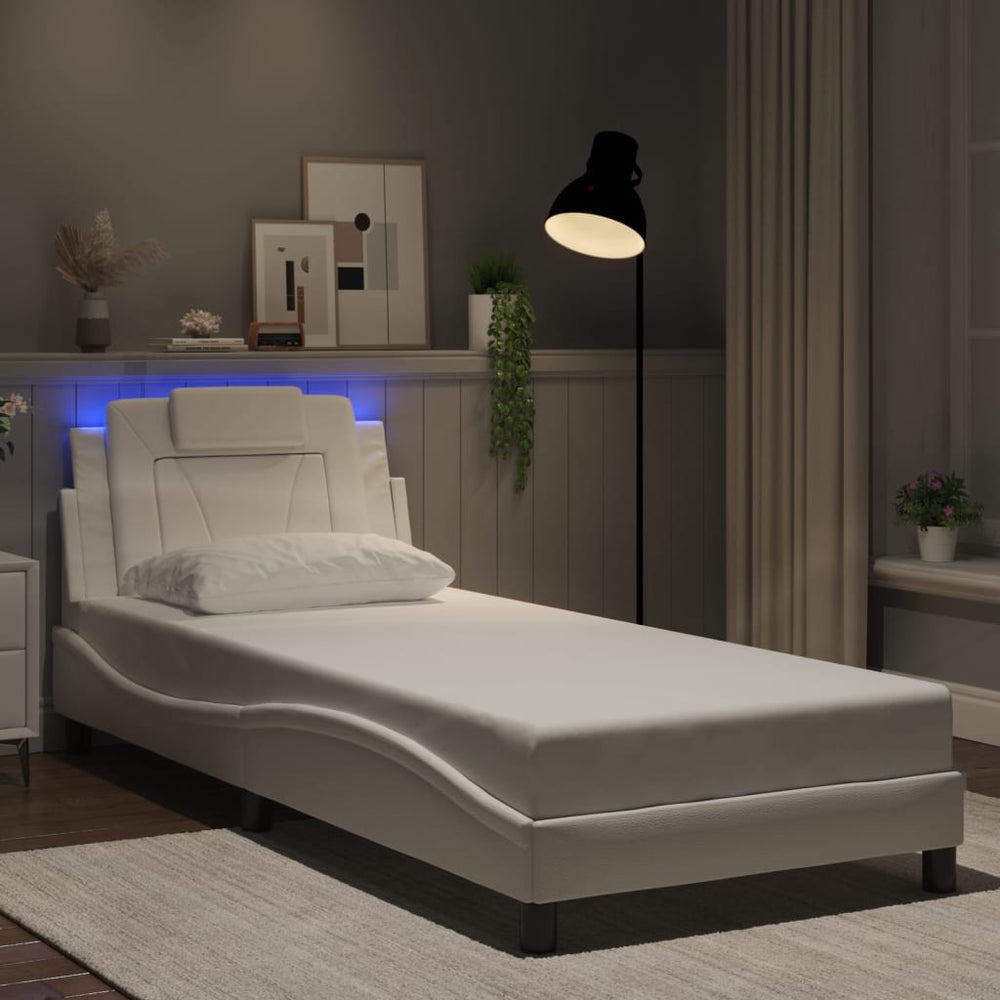 Bettgestell Viana Weiß LED 90x190 cm