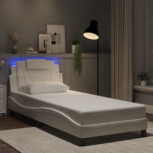 vidaXL Cadre de lit « Viana » avec LED sans matelas Blanc 90x190 cm