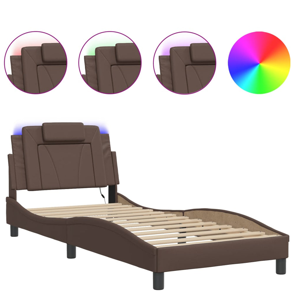 Bettgestell Viana Braun mit LED 90x190 cm