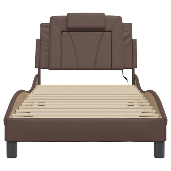 vidaXL Cadre de lit « Viana » avec LED sans matelas Marron 90x190 cm