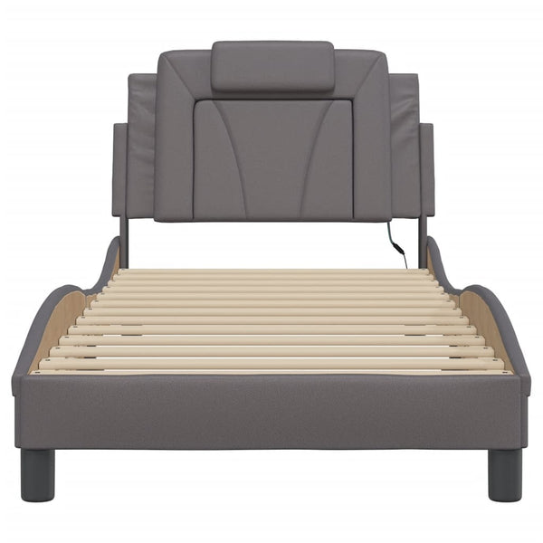 Bettgestell Viana Grau 90x190 cm mit LED