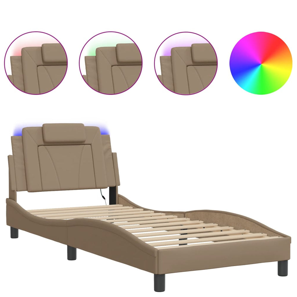 Bettgestell Viana Cappuccino-Braun 90x190 cm mit LED