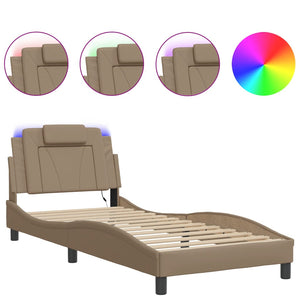 vidaXL Cadre de lit "Viana" avec LED sans matelas Marron Cappuccino 90x190 cm