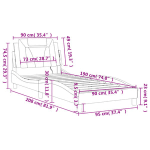 vidaXL Cadre de lit "Viana" avec LED sans matelas Marron Cappuccino 90x190 cm