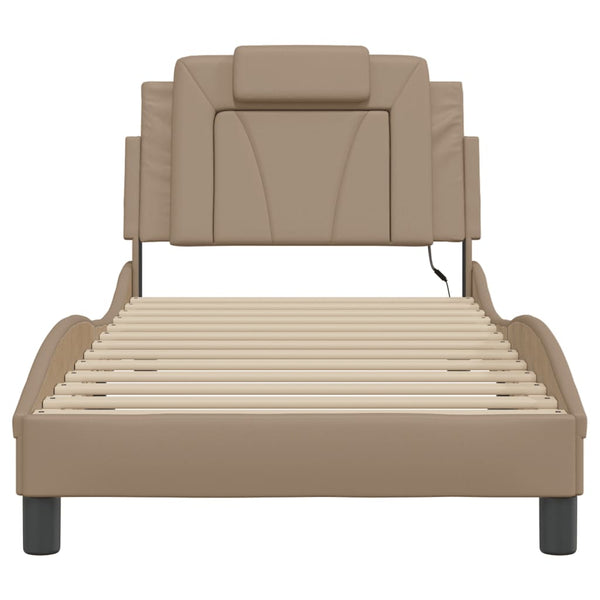 vidaXL Cadre de lit "Viana" avec LED sans matelas Marron Cappuccino 90x190 cm