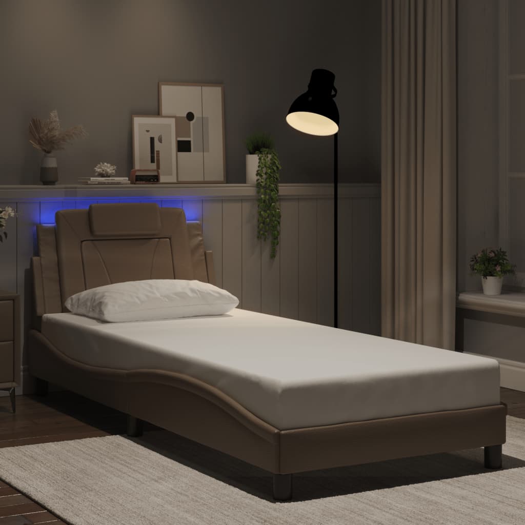 vidaXL Cadre de lit "Viana" avec LED sans matelas Marron Cappuccino 90x190 cm