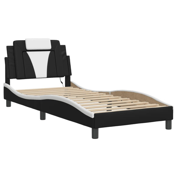 vidaXL Cadre de lit "Viana" avec LED sans matelas Noir et blanc 90x190 cm