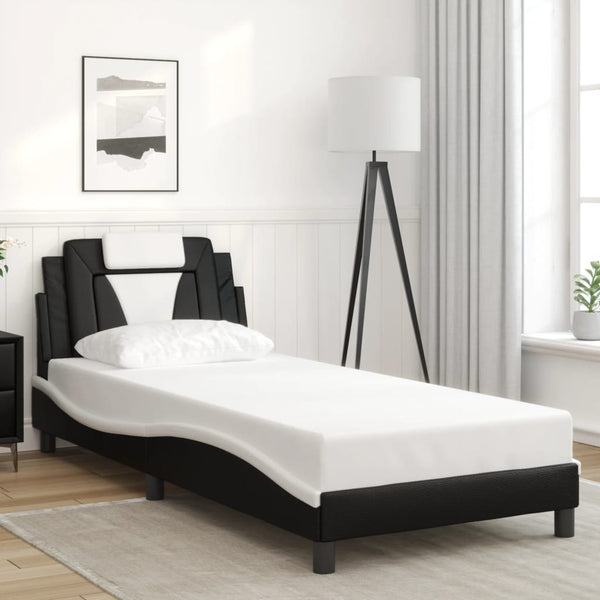 vidaXL Cadre de lit "Viana" avec LED sans matelas Noir et blanc 90x190 cm