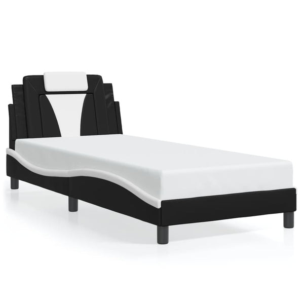 vidaXL Cadre de lit "Viana" avec LED sans matelas Noir et blanc 90x190 cm