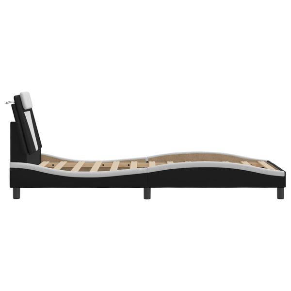 vidaXL Cadre de lit "Viana" avec LED sans matelas Noir et blanc 90x190 cm