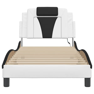 vidaXL Cadre de lit « Viana » avec LED sans matelas Blanc et Noir 90x190 cm