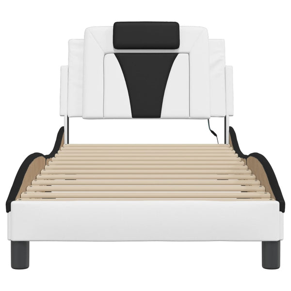 vidaXL Cadre de lit « Viana » avec LED sans matelas Blanc et Noir 90x190 cm