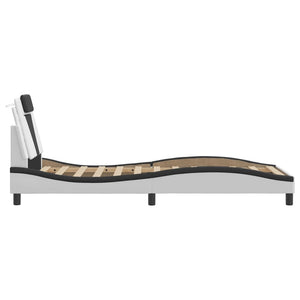 vidaXL Cadre de lit « Viana » avec LED sans matelas Blanc et Noir 90x190 cm