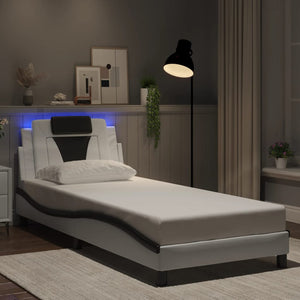 vidaXL Cadre de lit « Viana » avec LED sans matelas Blanc et Noir 90x190 cm