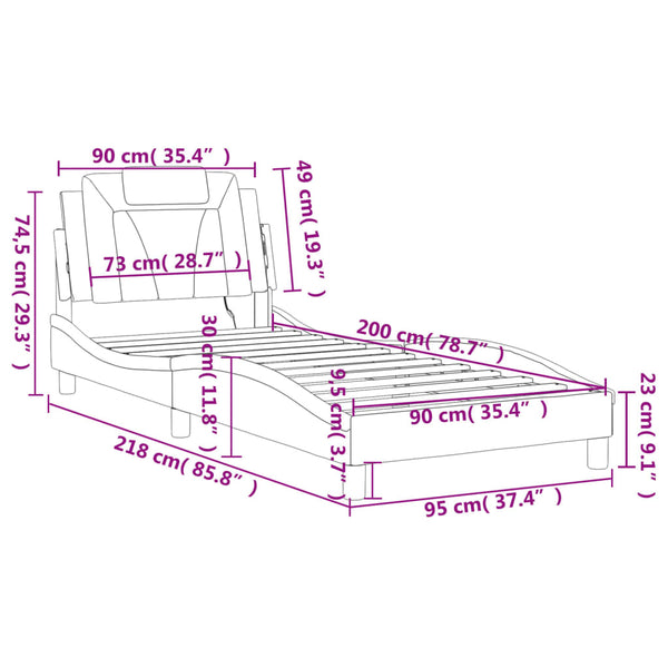vidaXL Cadre de lit "Viana" avec LED sans matelas Noir 90x200 cm