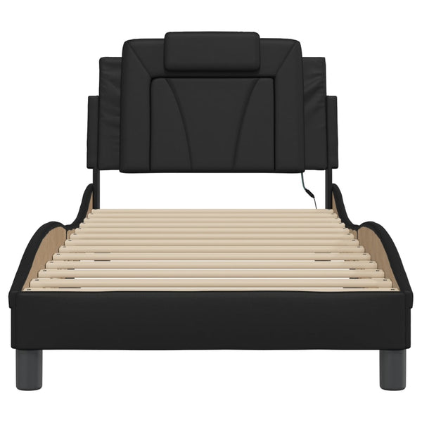 vidaXL Cadre de lit "Viana" avec LED sans matelas Noir 90x200 cm