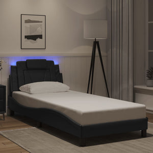 vidaXL Cadre de lit "Viana" avec LED sans matelas Noir 90x200 cm