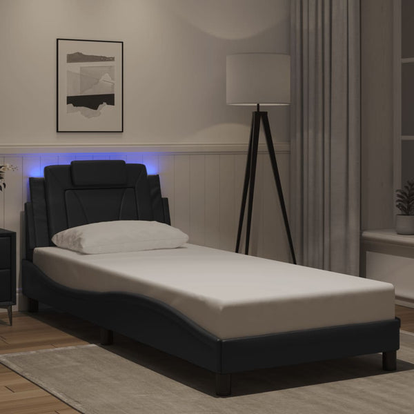 vidaXL Cadre de lit "Viana" avec LED sans matelas Noir 90x200 cm