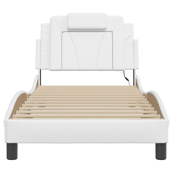vidaXL Cadre de lit « Viana » avec LED sans matelas Blanc 90x200 cm