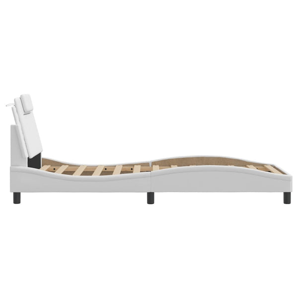 vidaXL Cadre de lit « Viana » avec LED sans matelas Blanc 90x200 cm