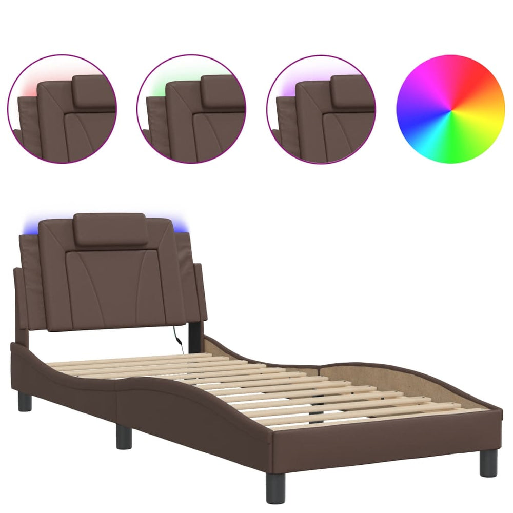 Bettgestell Viana Braun mit LED 90x200 cm