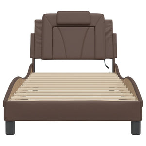 vidaXL Cadre de lit "Viana" avec LED sans matelas Marron 90x200 cm