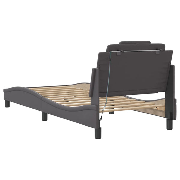 Bettgestell mit LED Grau 90x200 cm