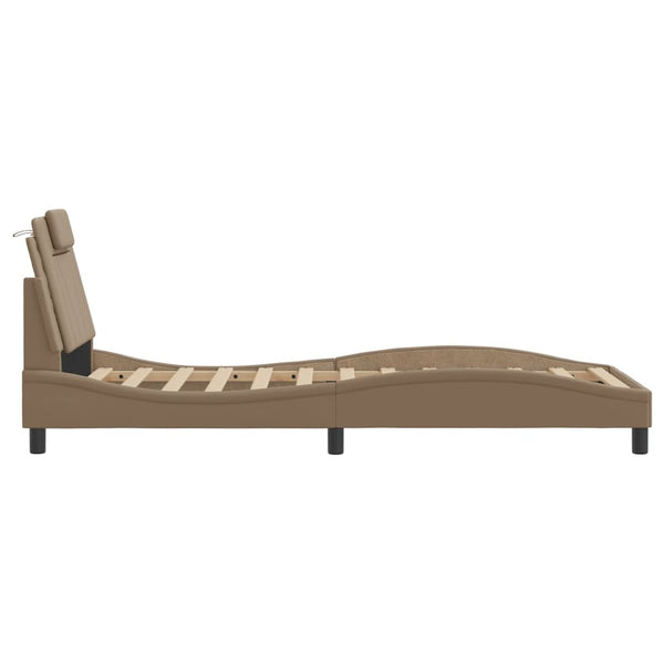 vidaXL Cadre de lit "Viana" avec LED sans matelas Marron Cappuccino 90x200 cm