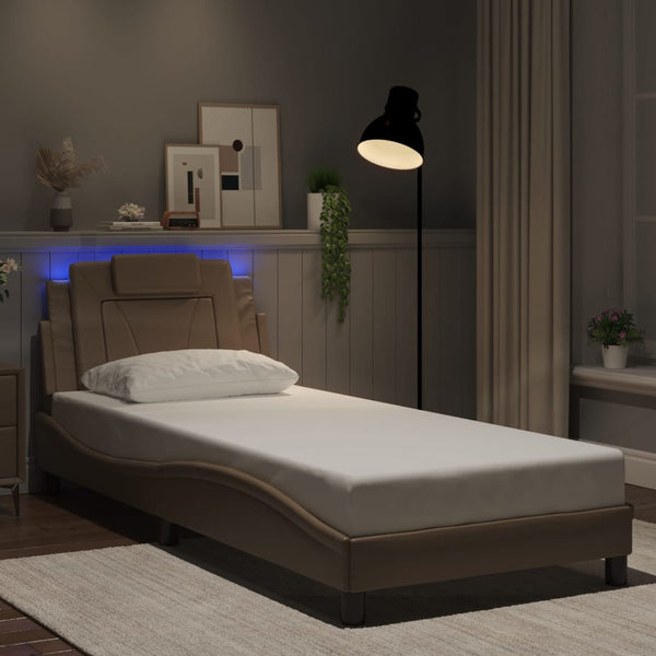 vidaXL Cadre de lit "Viana" avec LED sans matelas Marron Cappuccino 90x200 cm
