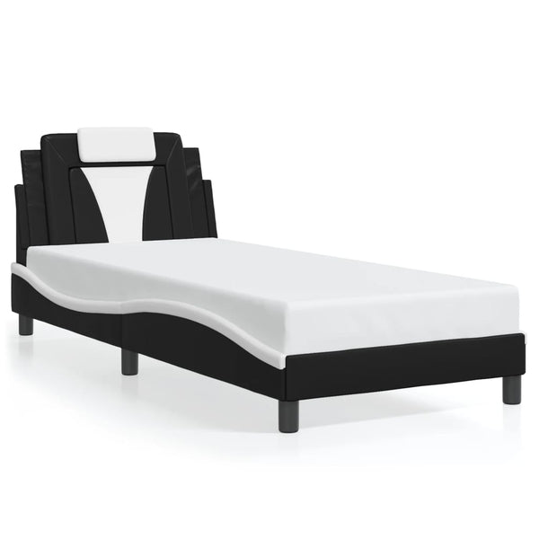 vidaXL Cadre de lit "Viana" avec LED sans matelas Noir et blanc 90x200 cm