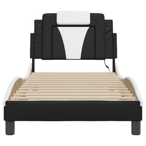 vidaXL Cadre de lit "Viana" avec LED sans matelas Noir et blanc 90x200 cm