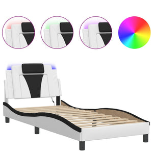 vidaXL Cadre de lit « Viana » avec LED sans matelas blanc et noir 90x200 cm
