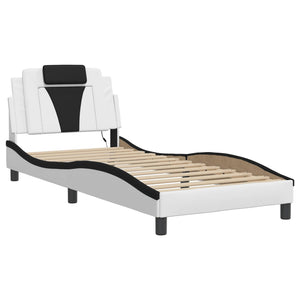 vidaXL Cadre de lit « Viana » avec LED sans matelas blanc et noir 90x200 cm
