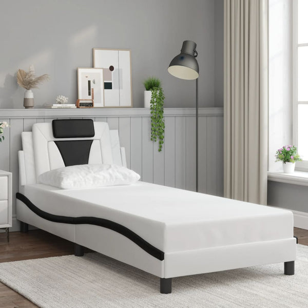 vidaXL Cadre de lit « Viana » avec LED sans matelas blanc et noir 90x200 cm