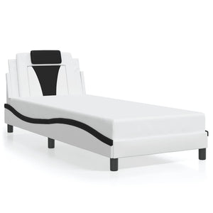vidaXL Cadre de lit « Viana » avec LED sans matelas blanc et noir 90x200 cm