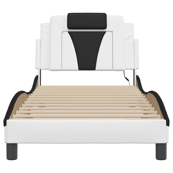 vidaXL Cadre de lit « Viana » avec LED sans matelas blanc et noir 90x200 cm
