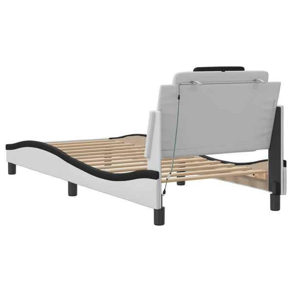 vidaXL Cadre de lit « Viana » avec LED sans matelas blanc et noir 90x200 cm