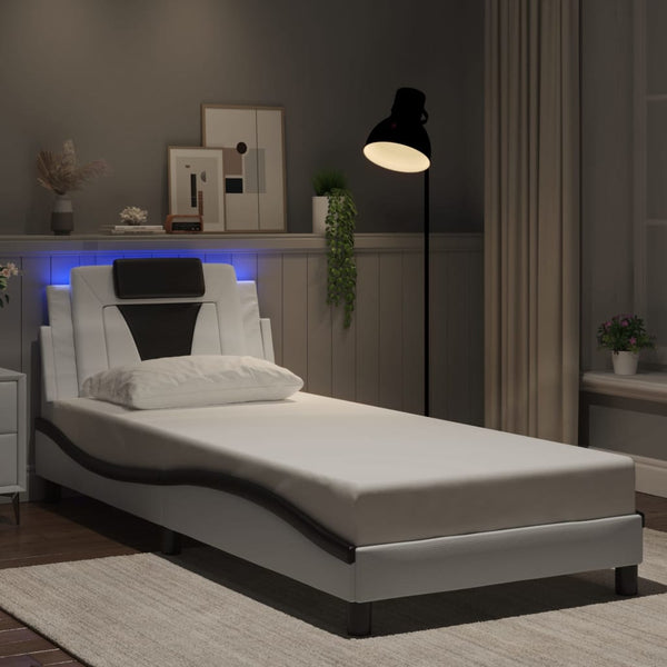 vidaXL Cadre de lit « Viana » avec LED sans matelas blanc et noir 90x200 cm