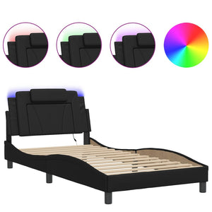 vidaXL Cadre de lit "Viana" avec LED sans matelas Noir 100x200 cm
