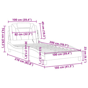 vidaXL Cadre de lit "Viana" avec LED sans matelas Noir 100x200 cm