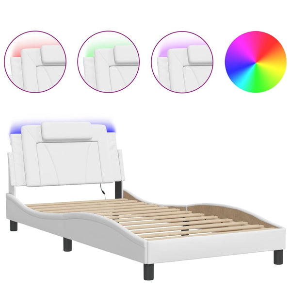 vidaXL Cadre de lit « Viana » avec LED sans matelas Blanc 100x200 cm