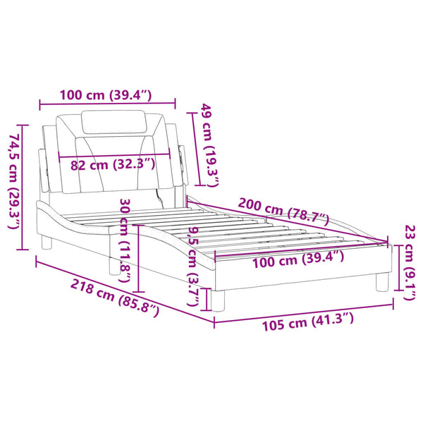 vidaXL Cadre de lit « Viana » avec LED sans matelas Blanc 100x200 cm