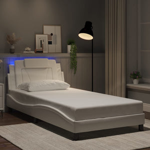 vidaXL Cadre de lit « Viana » avec LED sans matelas Blanc 100x200 cm